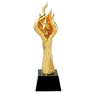 New Arrival Business Or Music Prize Type, Crystal Base Gold Color 3 Stars Shaped Resin Oscar Trophy