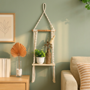 HOMLY HLPH6 Artisan Handmade Macrame Round <b>Wall</b> <b>Planter</b> | Sustainable Cotton Hanging Plant Holder with 15kg Capacity Indoor Use - Product Image 2