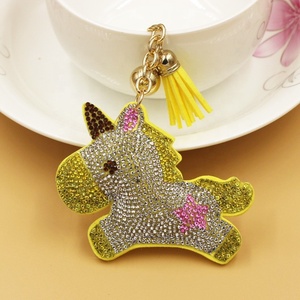 Trendy <b>Cartoon</b> Glitter Bling Pony Keychain Pendant Rhinestone Unicorn Tassel Key Chains <b>ring</b> Key Accessories - Product Image 1