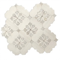 Blumenmuster Perlmutt Gemischter Dolomit Weißer Marmor Mosaikfliesen für Schmuckgeschäft-Vitrinen & Einzelhandelsraum-Dekoration
