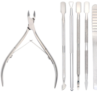 Ensemble de 5 pinces à cuticules, kit de manucure et pédicure avec finition miroir couleur arc-en-ciel, avec pousse-cuticules et extracteur pour salon de manucure