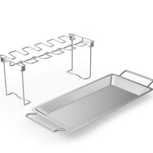 Cross-border stainless steel portable folding multi-functional leg support set with drip tray, BBQ grill, meat and <b>vegetable</b> - Product Image 1