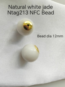 Perle NFC en Agate Naturelle et Jade avec Logo Personnalisé, Puce RFID 13,56 MHz, Trou Perforé pour Bracelet de Contrôle d'Accès - Product Image 3