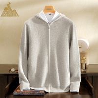 Cardigan à capuche en cachemire épais avec fermeture éclair, tricoté de haute qualité, chaud pour l'hiver, vêtement en cachemire de calibre 12