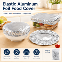 Couvre-aliments jetables en aluminium avec bord élastique, couvercles extensibles pour bols et assiettes, film alimentaire anti-fuite pour la cuisine