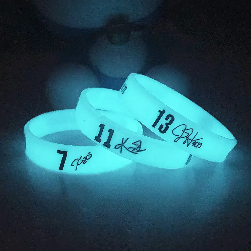 Kustom Logo silikon fluoresensi gelang tangan karet gelang bercahaya gelang silikon menyala