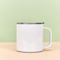Mug isotherme en acier inoxydable blanc de 12 oz, 14 oz, 16 oz, avec poignée, pour sublimation