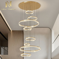Lustre LED en acrylique long de style luxueux pour décoration intérieure de villa