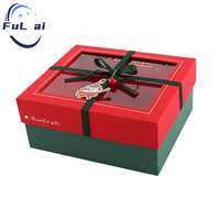 Boîte cadeau fenêtre transparente carton rigide rectangulaire noël rouge coffret cadeau cosmétique boîte d'emballage sac avec fenêtre en pvc transparent