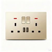 Prise murale standard britannique 13A double avec interrupteur et 2 ports de charge USB, outil électrique mural pour bricolage domestique