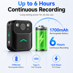 Caméra corporelle portable 2K 64 Go avec vision nocturne et écran tactile pour la sécurité, la livraison et les travaux – Enregistreur vidéo espion - Product Image 4