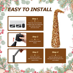 Set Dekorasi dan Perlengkapan Pesta Natal Pohon <span class=keywords><strong>Yew</strong></span> Leher Bengkok yang Dapat Diulur 1,5M, Produk Terlaris Natal - Product Image 3