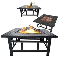 1 में 3 वर्ग लकड़ी जलती चिमनी आउटडोर आग गड्ढे टेबल