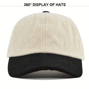 Casquette de baseball en velours côtelé pour l'automne et l'hiver, couleur unie, avec visière contrastée, pour hommes et femmes - Product Image 4