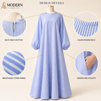 Abaya Maxi Chemise Modeste à Rayures pour Femme en Polycoton, Marque Privée, Fabricant OEM