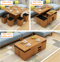 Ensemble de table et de chaises en bois moderne, bureau multifonctionnel, bureau à domicile, bureau à café réglable, table de rangement pliable