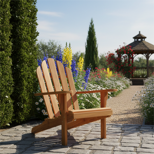 Fauteuil Adirondack léger en teck massif, offrant une relaxation profonde, une beauté naturelle et une résistance aux intempéries pour les repas en plein air - Product Image 6