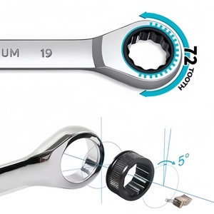 Jeu de clés à cliquet multifonctions à tête fixe en acier au carbone, clés à cliquet métriques chromées, clés à fourche, outils pour voitures - Product Image 3