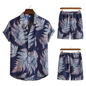 Nhãn Hiệu Riêng Hoa Hawaii In Phù Hợp Với Thiết Lập Hai Mảnh Người Đàn Ông Của Mùa Hè Bộ Ngắn Nửa Tay Áo Nút Áo Sơ Mi Quần Short Cho Nam Giới - Product Image 2