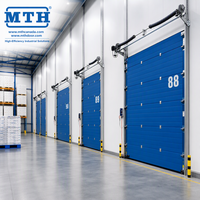 Porte sectionnelle industrielle à isolation thermique MTH, en acier prélaqué, personnalisable en plusieurs couleurs RAL, avec panneau PU de 40 mm et protection anti-pincement