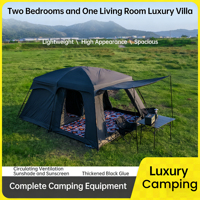 Tente de camping familiale avec auvent extensible 210D de 1,8 m, tente de camping familiale type villa avec auvent extensible UPF50