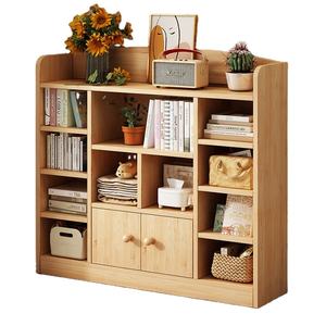 Современный отдельностоящий книжный шкаф из массива дерева с местом для хранения для небольших помещений или углов — для гостиной и школы - Product Image 1