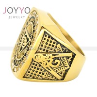 Anillo de acero inoxidable con diseño de ojo del diablo para hombre, sortija, chapado en oro