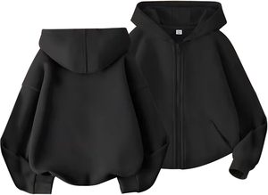 Felpe <span class=keywords><strong>con</strong></span> Cappuccio e <span class=keywords><strong>Zip</strong></span> per Ragazze, Classiche a Maniche Lunghe, Oversize <span class=keywords><strong>con</strong></span> <span class=keywords><strong>Zip</strong></span> Integrale per Adolescenti e Bambine - Product Image 4