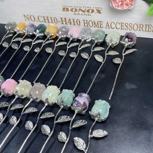 Kristal Kerajinan Tangan Berkualitas Tinggi, Ukiran Kristal Alami Campuran Bahan Bentuk Bunga Mawar untuk Dekorasi & Hadiah - Product Image 3