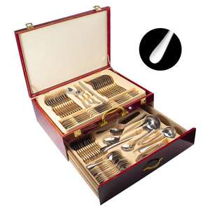 Juego de cubiertos de acero inoxidable para el hogar de 72 piezas con estuche de almacenamiento portátil - Product Image 6