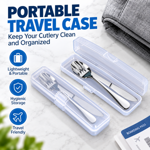 304 Stainless Steel <b>Cutlery</b> <b>Set</b> Reusable Portable Flatware Kit with Carry Case for Camping <b>Picnic</b> Wedding - Product Image 4