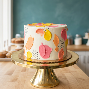 Support à gâteau en aluminium doré avec dessus en miroir Design de piédestal élégant Finition durable Parfait pour les fêtes, les mariages et l'affichage des desserts - Product Image 1