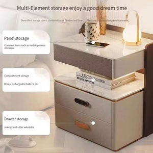 Gedo nội thất phòng ngủ hiện đại Trạm Sạc đa chức năng Đèn đầu giường thông minh Bàn Cạnh Giường ngủ với lưu trữ và khóa thông minh - Product Image 2