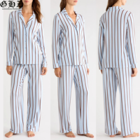 Ensemble de pyjamas rayés pour femmes, personnalisé, en modal de bambou, doux, décontracté, vêtements de détente, deux pièces, pyjamas de Noël pour femmes