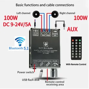 XY-Y100H HIFI-level 100W*2 stereo BT digital power <b>amplifier</b> module dual channel with remote control Y100H - Product Image 2