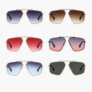 Lunettes de soleil polygonales surdimensionnées rétro tendance 2026 avec logo personnalisé, monture métallique UV400 pour hommes et femmes - Product Image 6