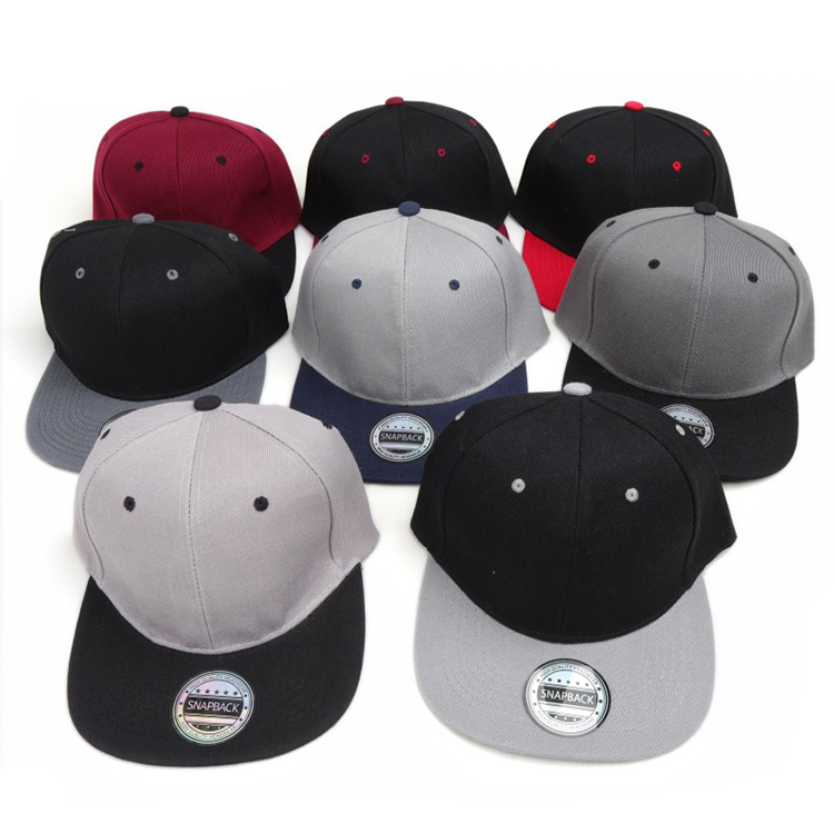 MONOFARBE Classic Flat Bill Snapback Hat - 6 Panel Blank Cap For Custom Embroidery