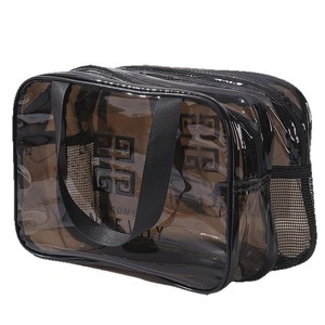 Grande trousse à cosmétiques à double couche, trousse de toilette, organisateur de maquillage rectangulaire étanche pour voyage et usage professionnel - Product Image 2