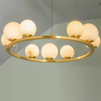 Lampe pendante décorative de luxe en albâtre de style américain Cofeshop Lampe créative artistique