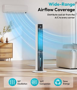 Ventilateur tour silencieux intelligent de 32 pouces pour l'été avec télécommande, électrique, sans pales, sur pied, rotatif - Product Image 2