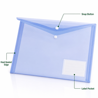 Pochette de classement A4 en PP avec logo personnalisé, bouton-pression, transparente, pour documents, classeur en plastique, fournitures de bureau et scolaires