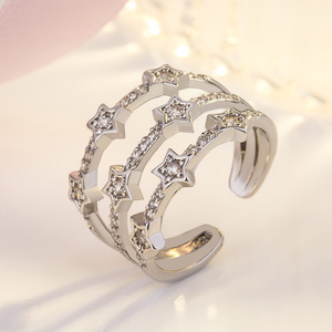 Bague étoile simple en <span class=keywords><strong>diamant</strong></span> blanc, style européen et américain, très demandée, sertie de zircon couleur feu, faite à la main - Product Image 3