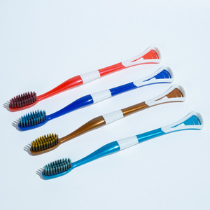 Soft Bristle Toothbrush With Tongue Scraper High Density Volcanic Fiber Adult Manual Toothbrush Chinese Style - Product Image 3