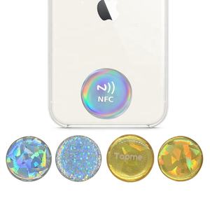 ホログラフィックレーザー印刷RFIDエポキシ樹脂タグ<span class=keywords><strong>URL</strong></span>エンコード<span class=keywords><strong>NFC</strong></span>ステッカーソーシャルメディア共有<span class=keywords><strong>NFC</strong></span>タグと背面接着剤 - Product Image 2