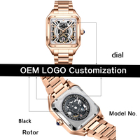 Montre automatique mécanique squelette pour homme, personnalisable avec logo OEM/ODM, en acier inoxydable, vente en gros, marque privée