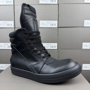 2026 Qualité supérieure Chaussures montantes pour hommes et baskets montantes pour femmes, noires à lacets, en cuir de luxe de créateur <span class=keywords><strong>Owens</strong></span>, à semelle épaisse, style <span class=keywords><strong>bottes</strong></span> Ricks décontractées et plates - Product Image 2