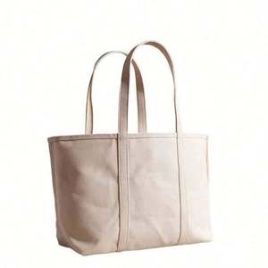 Sac fourre-tout en toile de coton épais avec poches intérieures et extérieures, sacs en coton uni de couleur et de taille personnalisées - Product Image 2