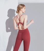 STYLE TZ505L Nieuwe Sexy Cross-Back Sportbeha Lage Taille Yoga 2-delige Nude Set Ademend Kreukvrij Effen Voorkant Logo