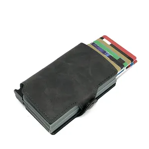 New Factory Custom Blocking Credit Card Holder Protector, Card Holder Rfid Pu Leather, Metal Wallet ID Card Hard Aluminum Case