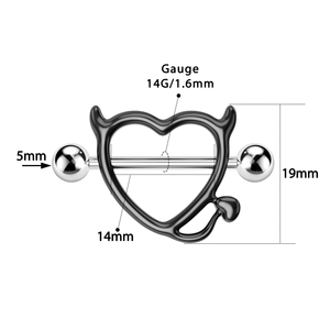 Devil Heart <strong>Nipple</strong> <strong>Rings</strong> Surgical Steel 316L <strong>Nipple</strong> Piercing Bar Piercing Jewelry <strong>for</strong> Women <strong>Men</strong> - Product Image 3
